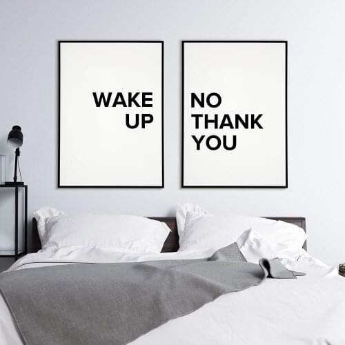 Wake Up Poster No Thank You Canvas Painting Quote Wall Art Print Nordic Modern Picture For Living Room On The Wall Home Decor
