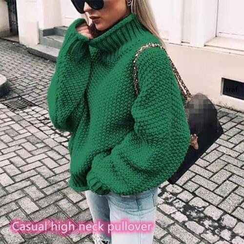 Autumn/winter new thick line sweater women curled high neck bat sleeve sweater Women sweater,Womens sweater,traf