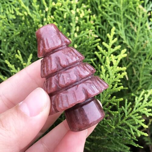 1pcs Natural Strawberry Quartz Christmas Tree Healing Crystal Stone For Christmas Present