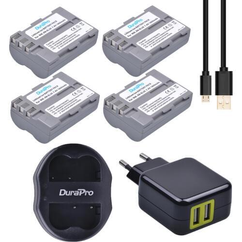 4pcs DuraPro EN-EL3E EN EL3e Battery + USB Dual Charger + AC Adapter For Nikon D70 D70S D80 D90 D100 D200 D300 D300S D700 Camera