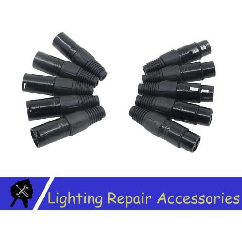 5Sets 3-PIN XLR Metal Connector For DMX Cable Microphone Cable Audio Cable Connector Stage Light Accessories