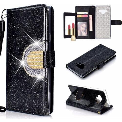 50pcs/lot Free shipping Powder splicing Mirror leather high quality cover case for samsung galaxy Note 9 fashion case housing