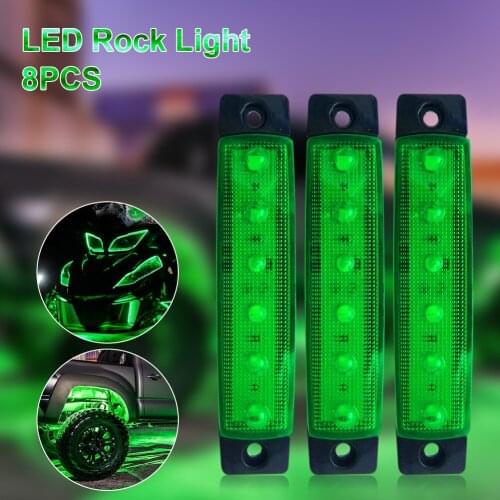 8PCS Car Truck Lights LED Side Marker Lights 6LED Green Warning Light Off-road Truck UTV Boat Trailer Side Marker Light Green