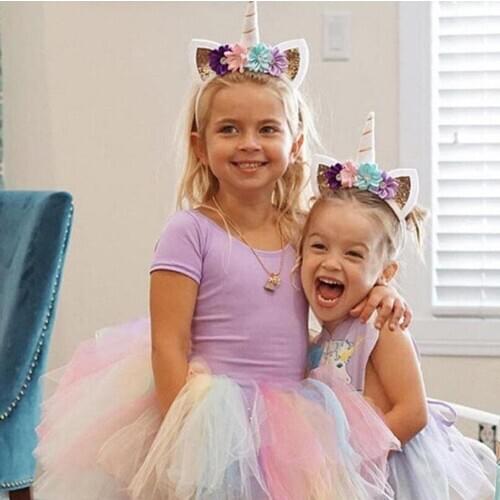 Girls Flower Cat Ears Cute Unicorn Headbands Children Headwear Photo Props Party Hair Hoop Hairbands Kids Hair Accessories