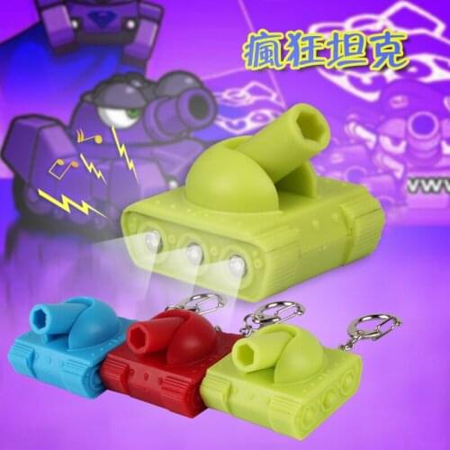 FREE SHIPPING BY DHL 200pcs/lot Plastic LED 3D Tank Shaped Keychains with Sound Novelty Gift Keyrings for Kids
