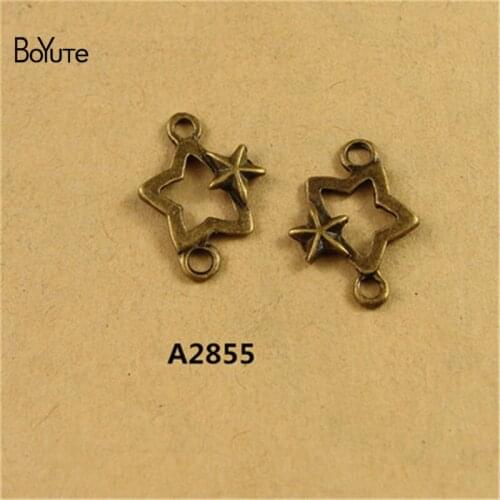 BoYuTe (100 Pieces/Lot) 13*18MM Antique Bronze Plated Zinc Alloy Star Connectors Charms for Jewelry Making Accessories Diy