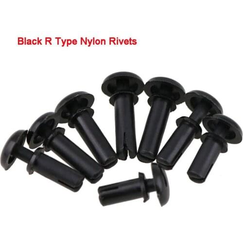 100pcs/lot Black R Type Nylon Rivets Type Nylon Rivets Plastic Nylon Rivets R2024 R2032 R2040 R2048 R2056 R2064-R3580