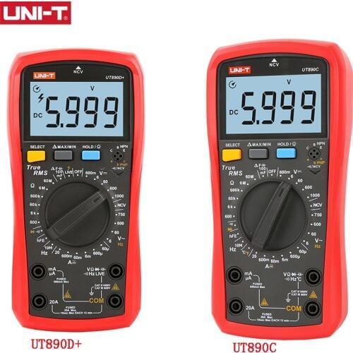 UNI-T UT890C UT890D+ True RMS Digital Multimeter Manual Range AC DC Frequency Capacitance Temperature Tester Backlight