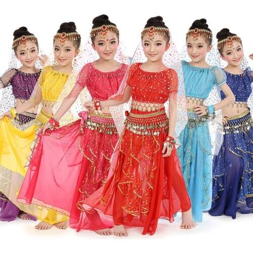 Children belly dance costumes oriental dance costumes belly dance clothing indian dance costumes for children 7pcs/Set