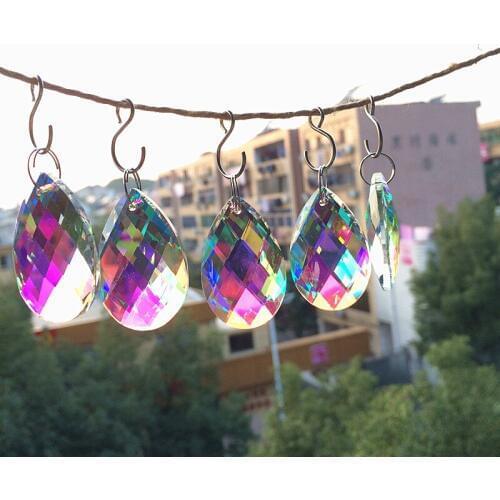 Good Quality 50pcs clear AB 76mm water drop shaped K9 crystal chandelier pendants,lamp suncatcher prism hanging parts decoration