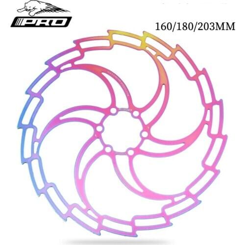 IIIPRO Mountain Bike Hollow Ultralight Stainless Steel 160mm 180mm 203mm Electroplate Color Disc Brake Rotor Bicycle Parts