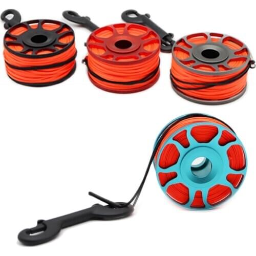 SMB Equipment 30M Scuba Diving Aluminum Alloy Spool Finger Reel +Reel Sleeve Ring Stainless Steel Bolt Snap Hook BCD Accessories