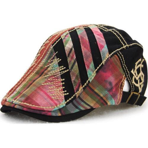 Female french berets plaid cap adjustable casual retro beret duckbill hat women men newsboy bone casquette flat peaked gorras