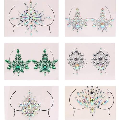 Adhesive Breast Chest Paste Sexy Stickers Acrylic Crystal Nipple Cover Sticker Tattoo Sticker Accessories Bra Bra Pad Sticker