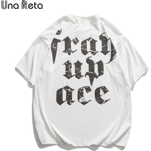 Una Reta Summer T-shirt Men 2021 New Casual Short Sleeve Womens T-shirt Crop Top Hip Hop Letter Print Couple Oversized T-shirt