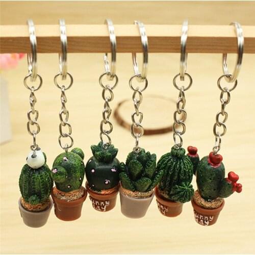 Mini Cactus Key Ring Keychain Keyring Women Bag Charm Pendant Key Chain Jewelry Gift