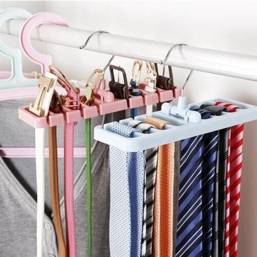 Multifunctional Tie Belt Hanger Space Saver Rotating Scarf Holder Hook Rack Storage Hanger Closet Organization