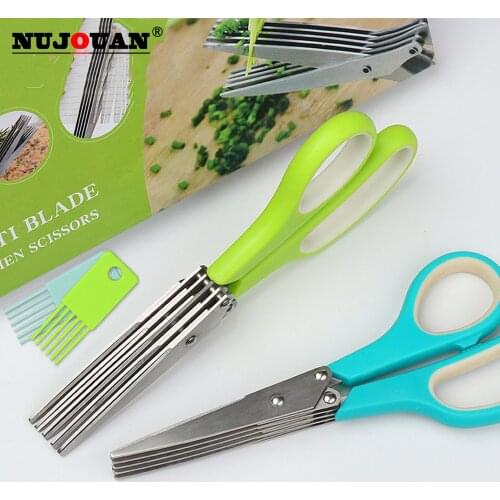 Multifunctional Multi-layer Green Onion Scissors Stainless Steel Onion Cutting Knife Herb Seaweed Spice Scissors Kitchen Scissor