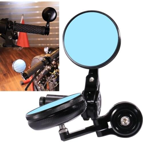 Motorcycle Handlebar End Mirrors For Harley Honda Yamaha Cafe Racer Cruiser Scooter Chopper Universal 7/8" 22mm Black Rearview
