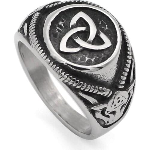 Men 316L stainless steel norse Viking thors goat odin symbol ring with viking gift bag