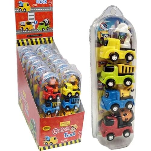 4Pcs/set Mini Construction Vehicle Set Model Cars Toys Cartoon Pocket Car Small Toy 5cm Small Car Mixed Batch Toys For Children