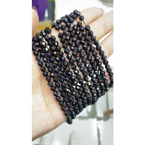 Natural Bright Quality Natural Black Spinel Faceted Loose Round Beads 2mm,3mm,4mm