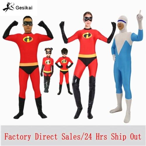Fancy Kids Adult The Incredibles Cosplay Costumes Family The Incredibles Lycra Bodysuits Jumpsuits Sets Halloween Costumes