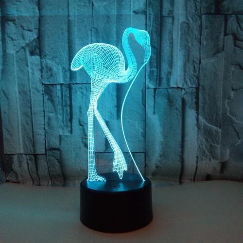 Flamingo 3d Nightlight Seven color Touch 3d Led Visual Desk Lamp Owl Interior Decoration 3d Table Lamps