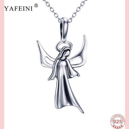 100% 925 Sterling Silver Blessed Virgin Mary Pendant Necklace Holy Mother Choker Ave Maria Angel For Women Girl Gift