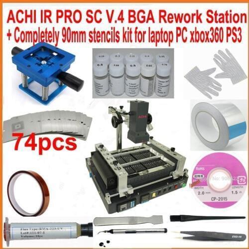 ACHI IR PRO-SC V.4 dark IR BGA rework station motherboard reballing soldering station +74pcs 90mm bga stencils 20 free gift