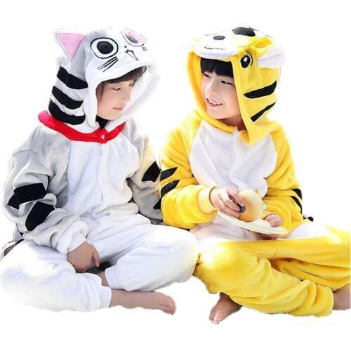 Cute kids onepiece pajamas cartoon Chis Sweet Tigger sleepwear for 3-10yrs children boys girls onesie pajamas night clothes
