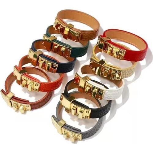 2020 Hot Leather Colour Steel Titanium Fashion Bracelet Punk Mens and womens bracelets