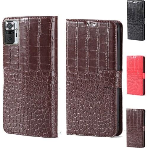 Luxury Crocodile design Flip Leather Wallet Phone Case For Xiaomi Redmi Note 10 Pro Stand Function Phone cover card slot