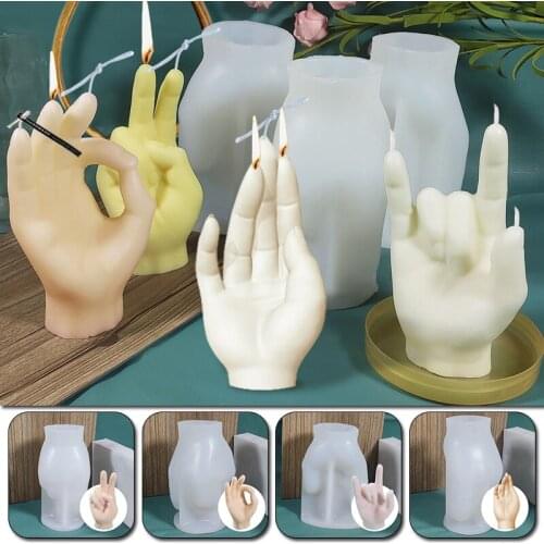 3D Gesture Candle Silicone Mold DIY Creative Candle Making Process Hand Gesture Art Design Sculpture Home Decor Silicone Molds