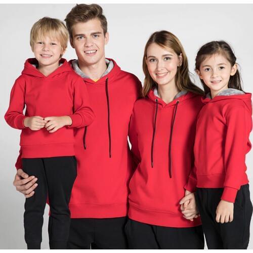 Unisex Adults & Kids Hoody Thick Fleece Men & Women Winter Outerwear Kids Clothes Family Matching Clothes 175005