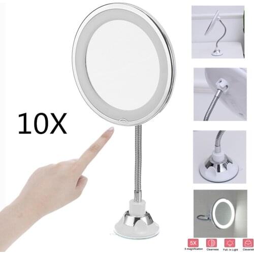 10X LED Mirror Makeup Mirror with LED Light Vanity Mirror Magnifying Miroir LED Miroir Magnifying 360-Degree Rotating
