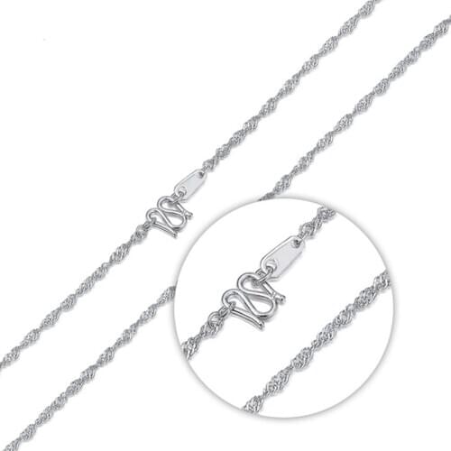 Real Platinum 950 Chain For Women Female Lucky Singapore Shaped 1.5mm Neckalce Best Gift 16-17inchL