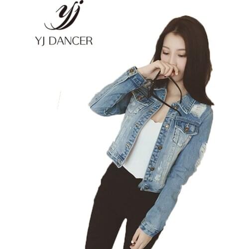 2018 Spring Autumn New Plus Size Fashion Women Casual Slim Hole Frayed Vintage Street style Denim jacket Female Coat Ljj0094