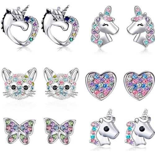 New Lucky Unicorn Cat Love Rainbow Jewelry Earrings Accessories for Women Party Jewelry Anniversary Gifts