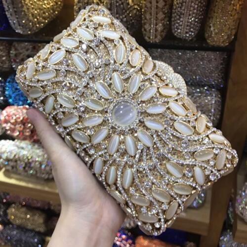 Women Gold Evening Clutch Bag Hollow Out Metal day Clutches For Bridal Wedding Party Handbag & Purse jade Bridesmaid dress bags