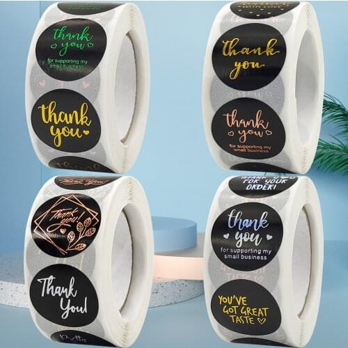 500Pcs 3 in 1 Gold Holographic Thank You Stickers Pretty Things Inside Business Order Seals Labels for Gift Box Bag Packages