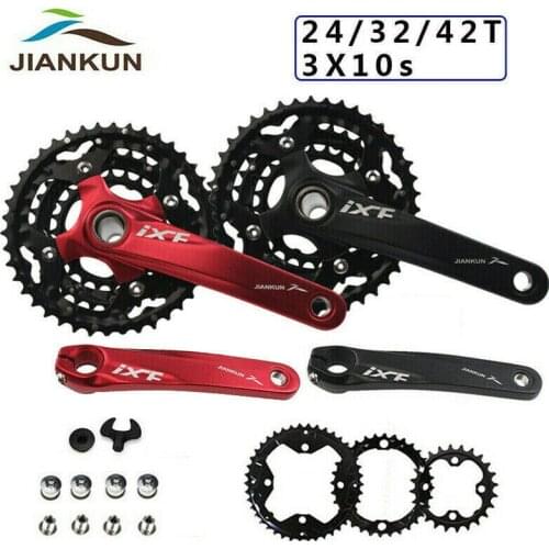 JIANKUN Mountain Bike Crankset 170mm Crank 104BCD 64BCD Chainring 24/32/42T Triple Plate 10 Speed Sprocket Road MTB Bicycle