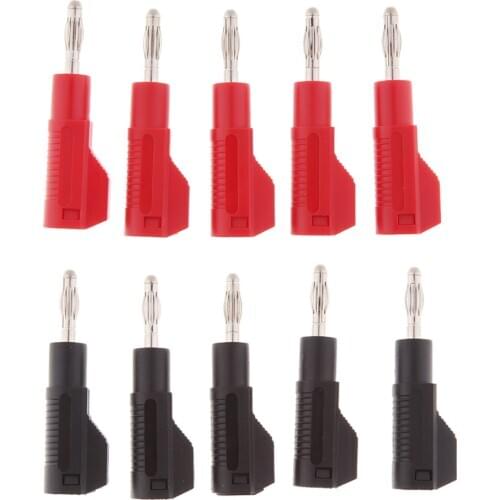 10Pcs Unshrouded Stackable 4mm Banana Plug Speaker Cable Connector Red+Black