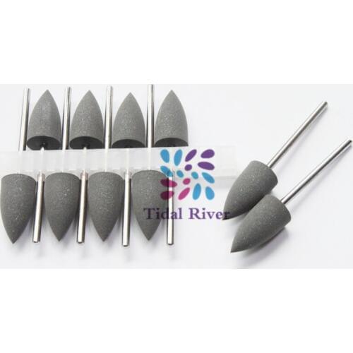 10pcs /Dental Lab SILICONE Rubber Polishers Diamond Polishing Burs /2.35mm Shank