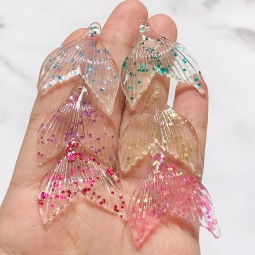 20pcs mermaid tail flatback Resin Cabochons charms fashion Jewelry necklace pendant keychain charms for DIY decoration