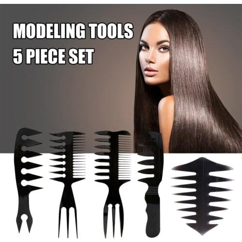 2021 5pcs Mens Hairstyling Retro Hair Combs Wide Tooth Plastic Oil Head Hair Brushes Hair Care Styling Tools