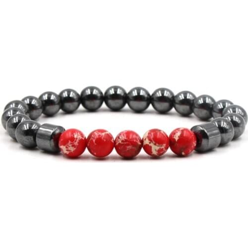 8mm yj3 adjusted Charm nature red Emperor stone hematite bead Bracelet women Healing Prayer Reiki Chakra Buddha Yoga