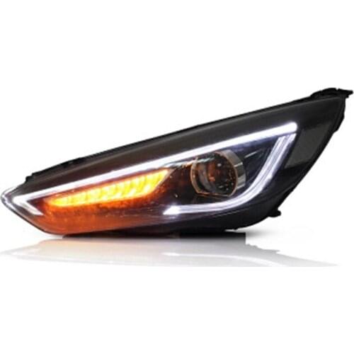 Goodmolds Car LED Head Lamp Fit For Ford Focus 2015-2018 Head light with moving turn signal Dual Beam Lens/Demon Eye