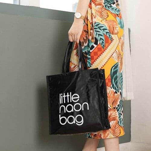 Big Size PVC Tote ECO Reusable Portable Shopping Bags Womens Handbags Shoulder Bags Grocery Bags Storage Bags