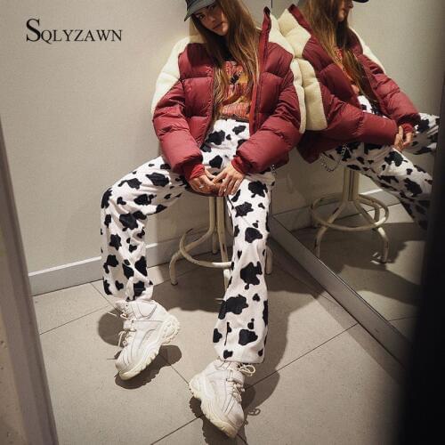 Milk Cow Print Casual Elastic High Waist Pants Women 2020 Summer Straight Loose Fashion Trousers Pantalon Femme Sweat Pants